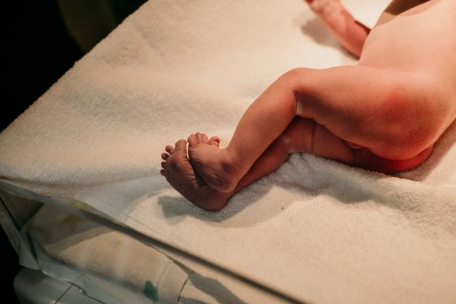New baby and her little feet during a Perth birth photography session