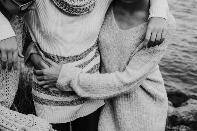 20180526-20180526-DSC_5795 Black and white image of arms wrapped around a girl during family photography Perth session