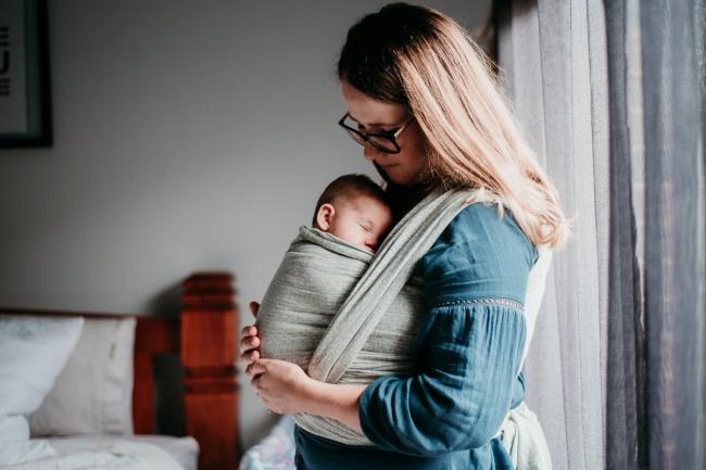 20180610-20180610-DSC_9082 baby sleeping in baby carrier during lifestyle newborn photography Perth session
