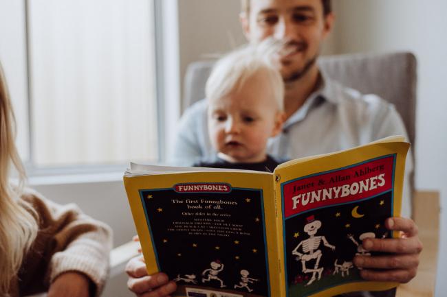 20180708-DSC_8008 Father reading little boy a story during an in-home family photography Perth session