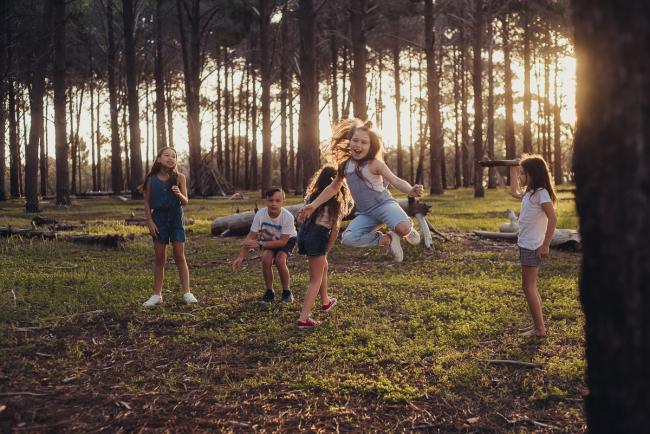 20181005-DSC_1004 Girl jumping in the air during Perth family photography session at The Pines Wanneroo