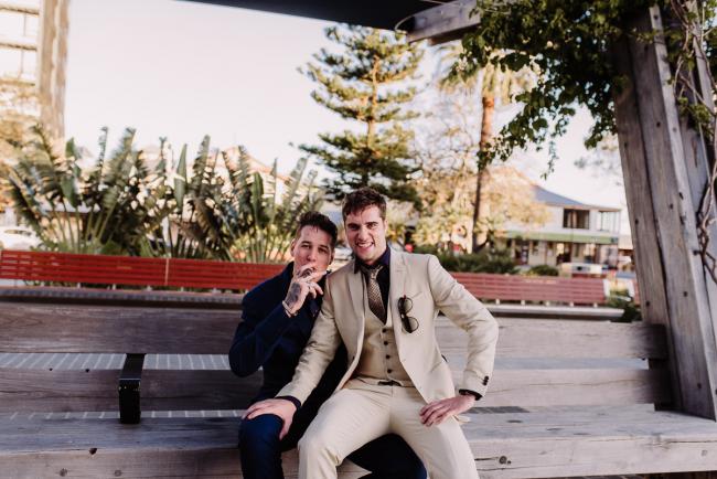 20181202-DSC_3167 Man sitting on his brothers lap during Perth events photography session at The Bell Tower Perth
