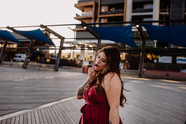 20181202-DSC_3238 Woman smoking cigar during Perth events photography session at The Bell Tower Perth