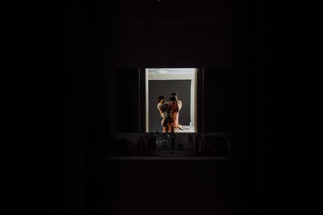 Self portrait of mother and son in the window by Perth family photographer