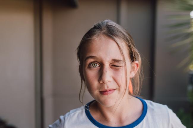 20190321-DSC_7107 Girl winking at the camera with Perth family photographer