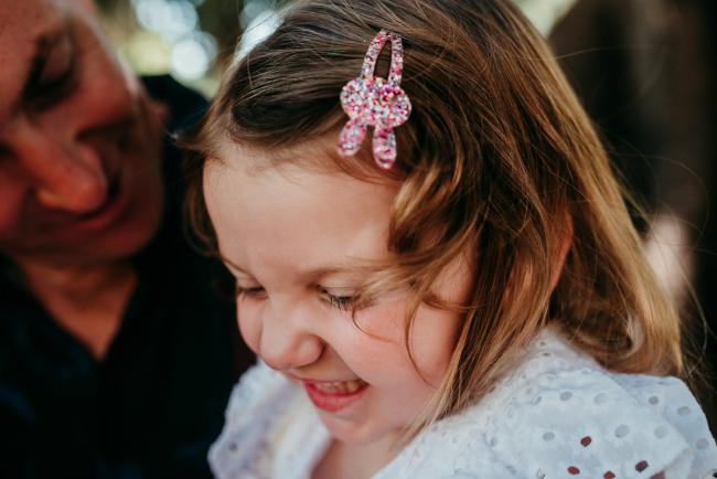 Family-Photographer-Perth-Hyde-Park-2-of-34 Close up of little girl laughing during a Perth family photography session at Hyde Park