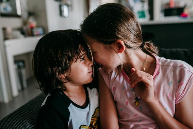 Perth-Family-Photographer-24-of-26 Brother and sister touching foreheads with Perth family photographer