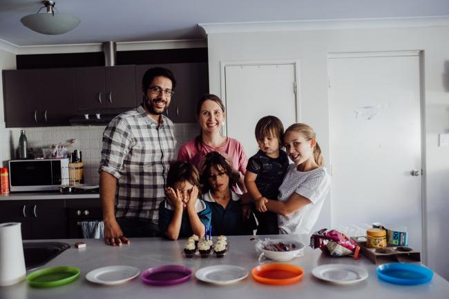 20190412-DSC_1618 Family photo in the kitchen with cupcakes on the bench with Perth lifestyle family photographer