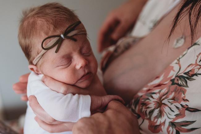 Close up of baby face during a Perth Newborn photography session