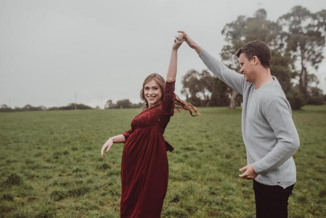 Perth-Maternity-Photographer-Perrys-Paddock-15-of-39 Pregnant couple dancing during a Perth maternity session at Perry's Paddock during rain