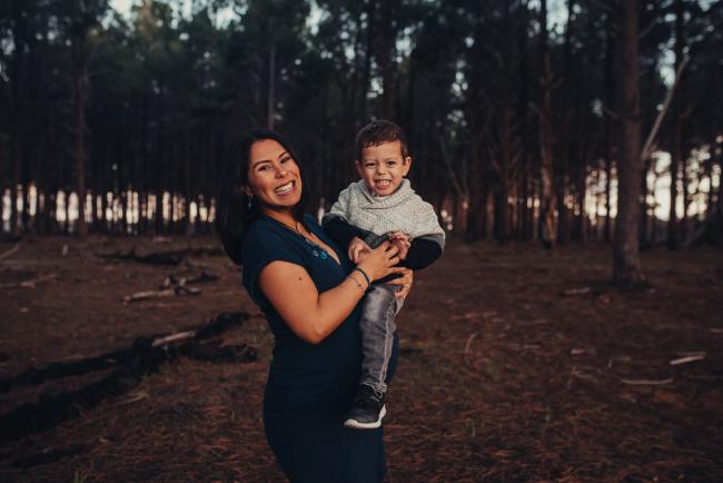 Perth-Maternity-Photographer-The-Pines-29-of-48 Pregnant mother holding her son with Perth maternity photographer at The Pines