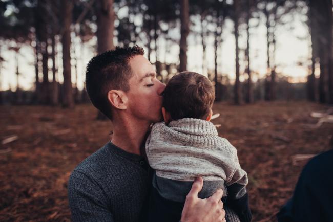 Perth-Maternity-Photographer-The-Pines-45-of-48 Father kissing his son with Perth family photographer at The Pines