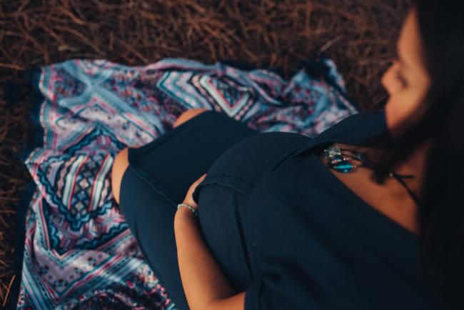 Perth-Maternity-Photographer-The-Pines-47-of-48 Top down image of pregnant tummy with Perth maternity photographer at The Pines