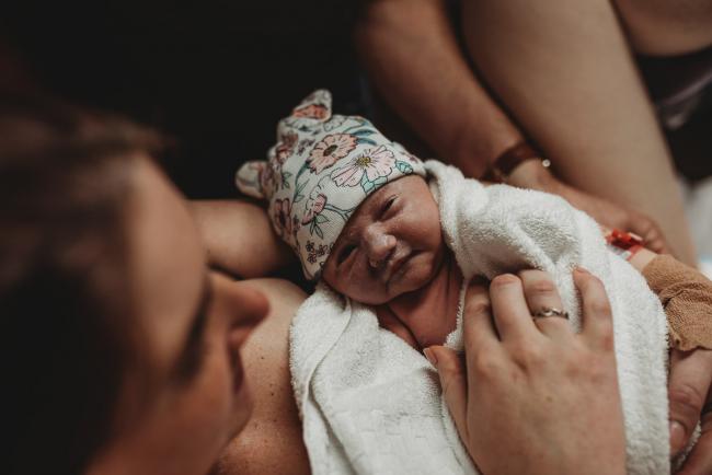 Birth-Photographer-Perth-4-of-60 Newborn baby with beanie with Perth Birth Photographer at SJOG Mt Lawley