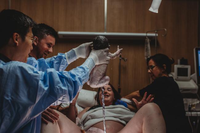 Birth-Photographer-Perth-55-of-60 New baby being born with Perth Birth Photographer at SJOG Mt Lawley