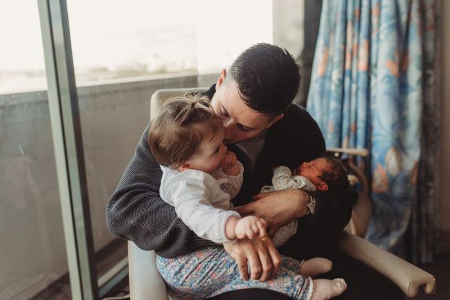 Newborn-and-Fresh-48-Photographer-Perth-SJOG-Mt-Lawley-13-of-51 Father holding daughters with Perth Fresh 48 photographer at SJOG Mt Lawley