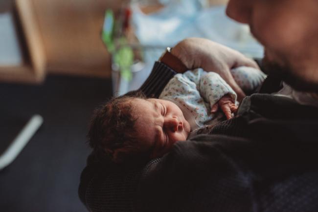 Newborn-and-Fresh-48-Photographer-Perth-SJOG-Mt-Lawley-9-of-51 New baby in father's arms with Perth Fresh 48 photographer at SJOG Mt Lawley