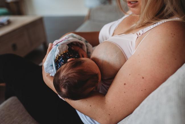 Perth-Newborn-Photographer-4-of-60 Mother breastfeeding with Perth newborn lifestyle photographer