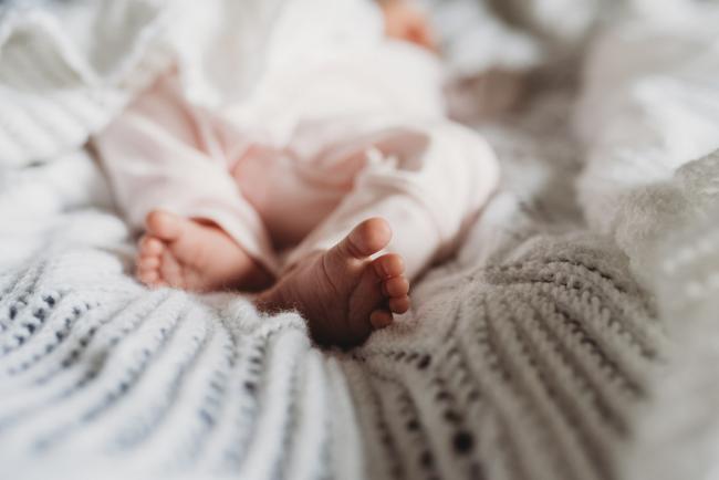 Perth-Newborn-Photographer-54-of-60 Newborn baby feet on crochet blanket with Perth newborn lifestyle photographer