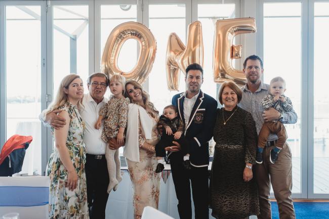 Family photo during first birthday party with Perth Events Photographer