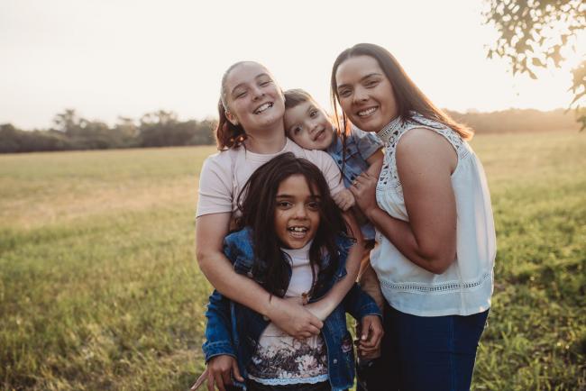Mother and her three children during Perth family photographer session at Perry's Paddock