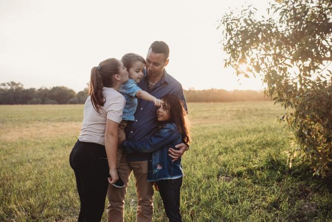 Father with children during Perth family photographer session at Perry's Paddock