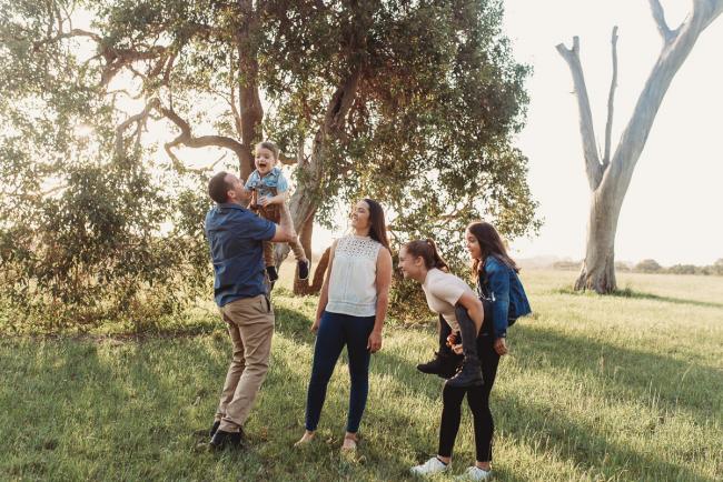 Family during Perth family photographer session at Perry's Paddock