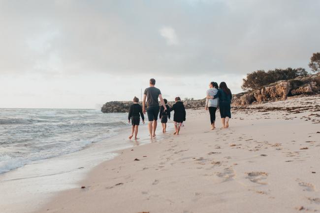Family-Photographer-Perth-Burns-Beach-17-of-57 Family of 6 walking on the sand at Burns Beach with Perth Family Photographer