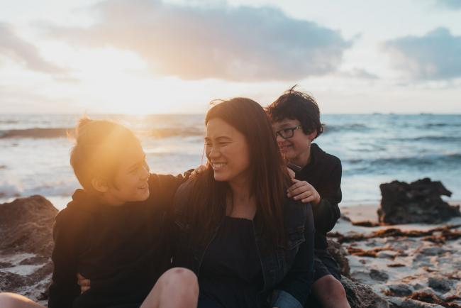 Family-Photographer-Perth-Burns-Beach-32-of-57 Mother and two sons at Burns Beach with Perth Family Photographer