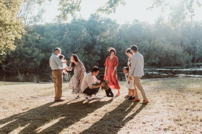 Family-Photographer-Perth-Hyde-Park-1-of-54 Extended family interacting together during Perth extended family session at Hyde Park with Perth family photographer