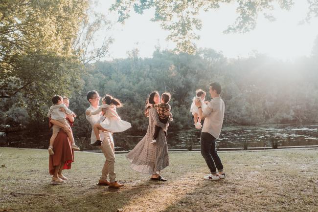 Family-Photographer-Perth-Hyde-Park-13-of-54 Extended family dancing and spinning together during Perth extended family session at Hyde Park with Perth family photographer