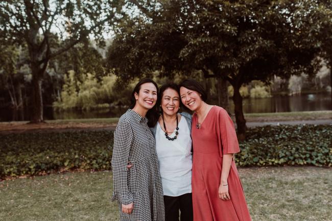 Family-Photographer-Perth-Hyde-Park-50-of-54 Mother with her grown up daughters during Perth extended family session at Hyde Park with Perth family photographer