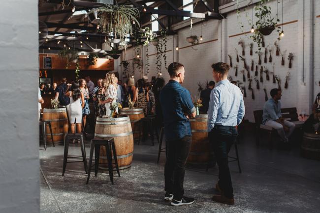 Room full of people during a party at Cleaver St Event Space with Perth events photographer