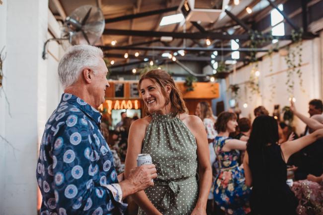People talking during a party at Cleaver St Event Space with Perth events photographer