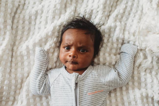 newborn baby on blanket with Perth newborn photographer