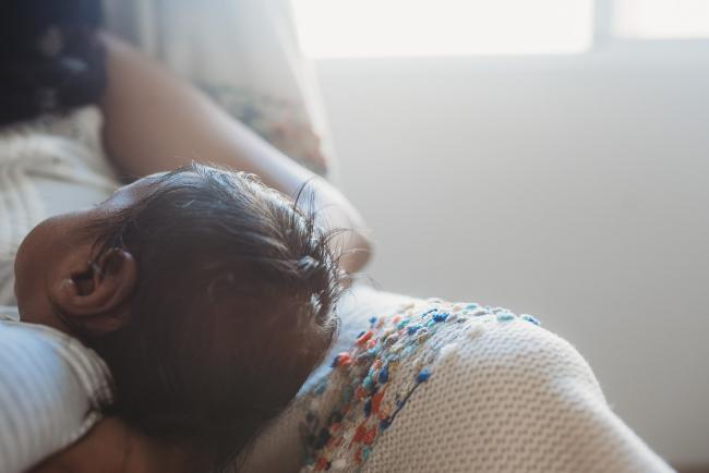 Close up of newborn baby hair with Perth newborn photographer