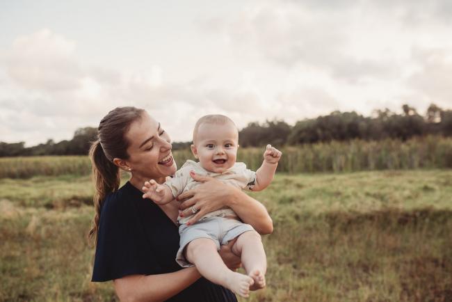 Mother holding baby with Perth Family Photographer Alana Prosper Photography at Perry's Paddock