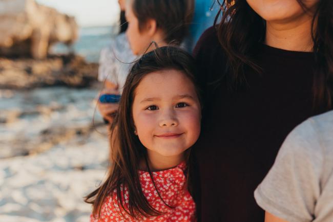 little girl with Perth family photographer Alana Prosper Photography at Burns Beach