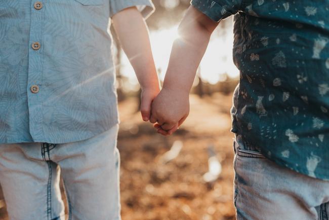 little boys holding hands during Perth family photography session at The Pines Perth with Alana Prosper Photography