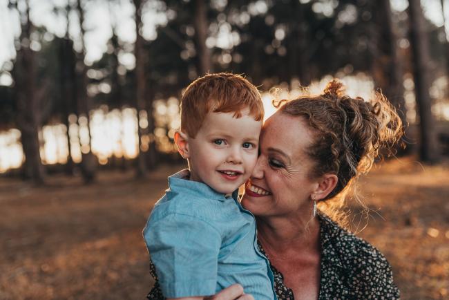 mother and son during Perth family photography session at The Pines Perth with Alana Prosper Photography