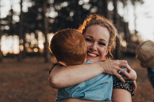 mother and son hugging during Perth family photography session at The Pines Perth with Alana Prosper Photography