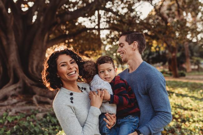 family of four with Perth family photographer Alana Prosper Photography at Hyde Park