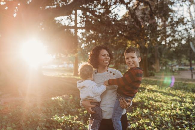 mother with two boys with Perth family photographer Alana Prosper Photography at Hyde Park