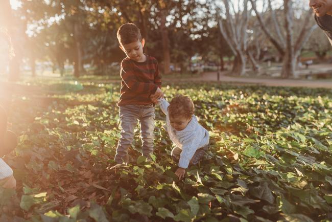 brothers in grass with Perth family photographer Alana Prosper Photography at Hyde Park