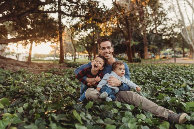 father and sons with Perth family photographer Alana Prosper Photography at Hyde Park